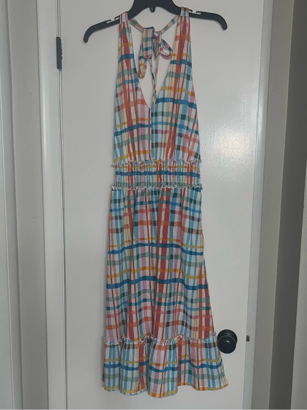 Women’s Multicolor Plaid Halter Dress